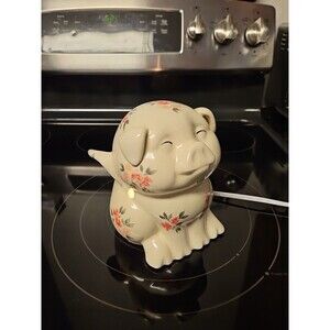 Vintage Intertek Ceramic Winged Pig Floral Lamp Model Sc-824 6" - Works!